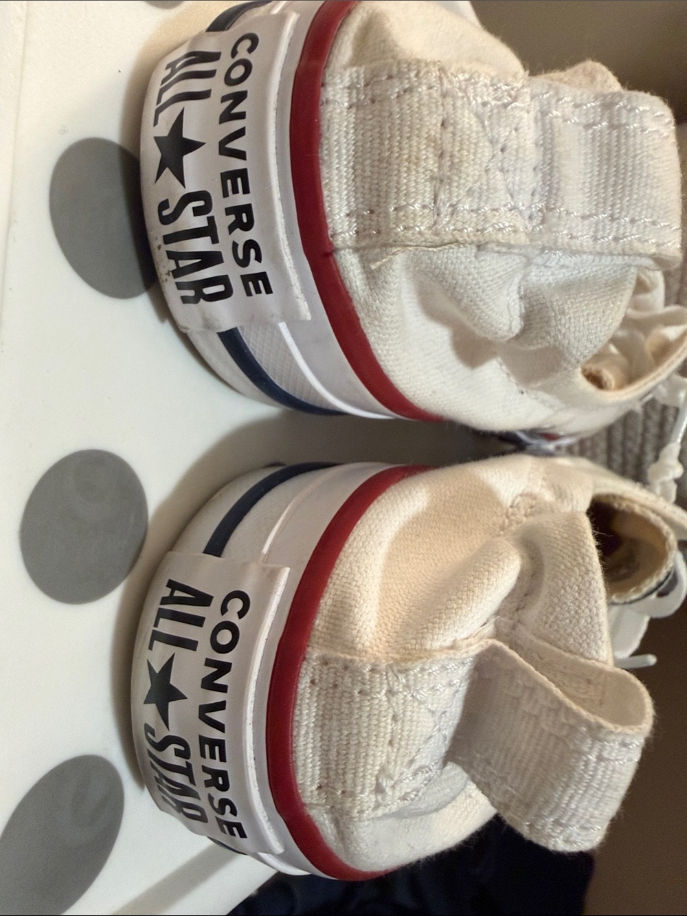 Converse White Canvas Low Top Sneakers with Red Trim - Picture 3 of 3